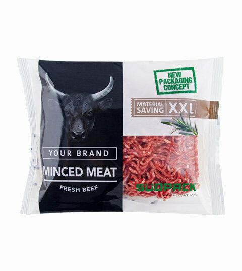 Flow Pack packaging with minced meat