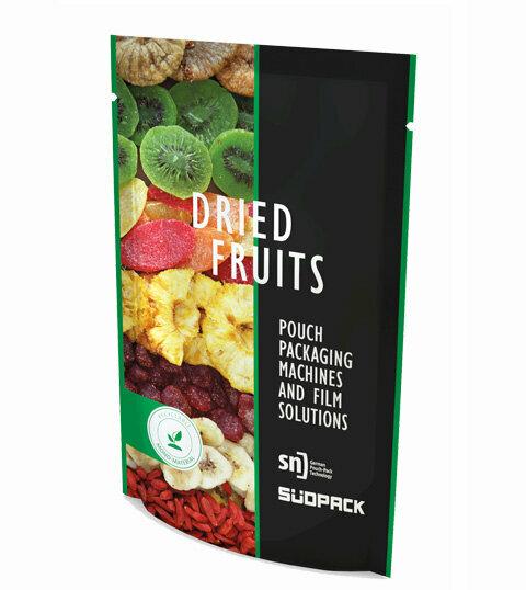 Doypack packaging with dried fruits on the cover