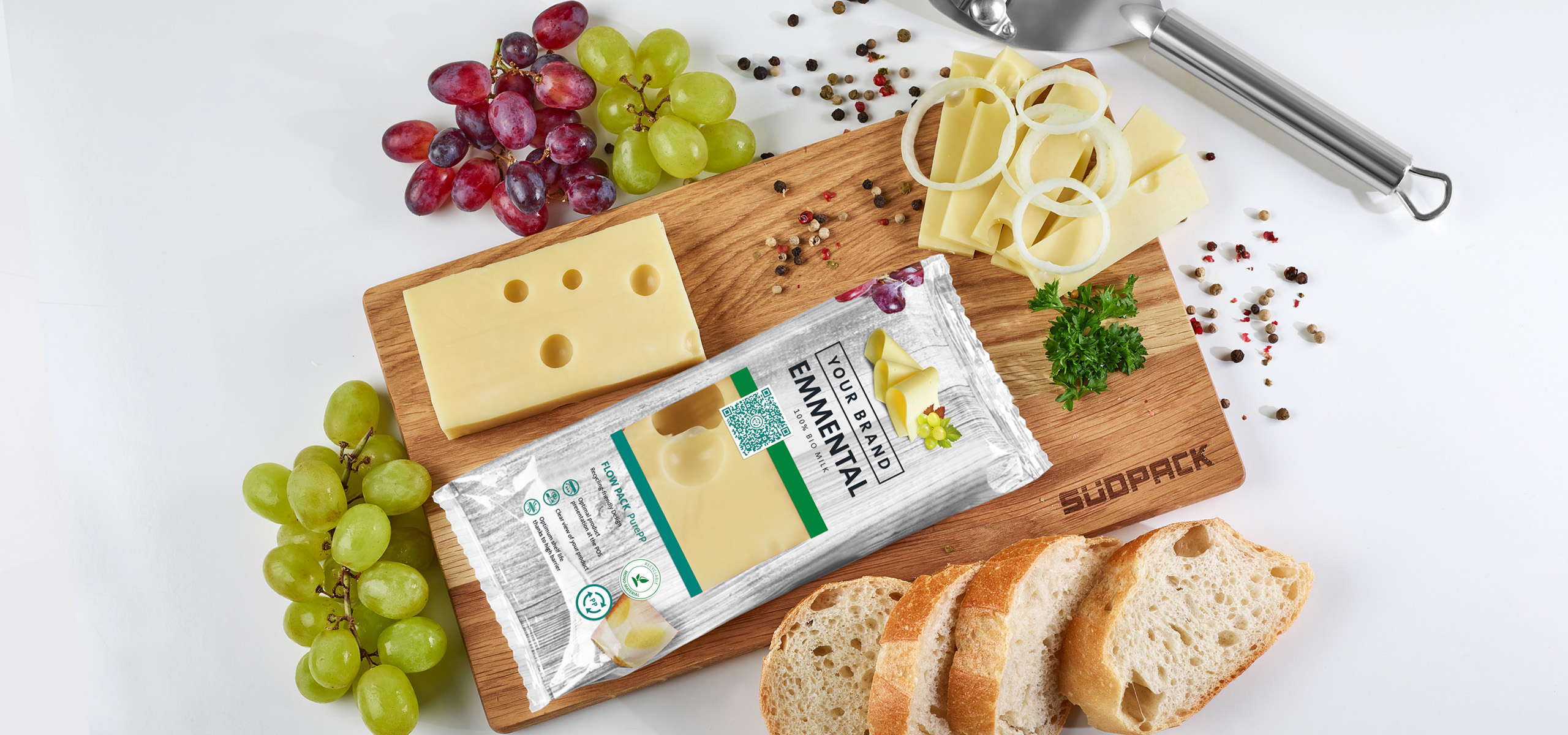 Flow pack packaging for cheese 