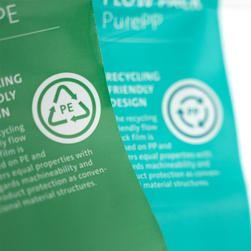 Close up of packaging, PE and PP symbol visible